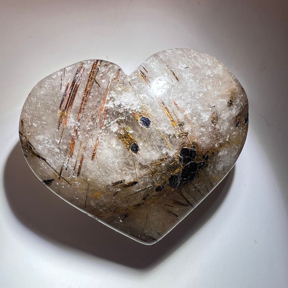Golden Rutilated Clear‎ Quartz Heart - Picture 3 of 12